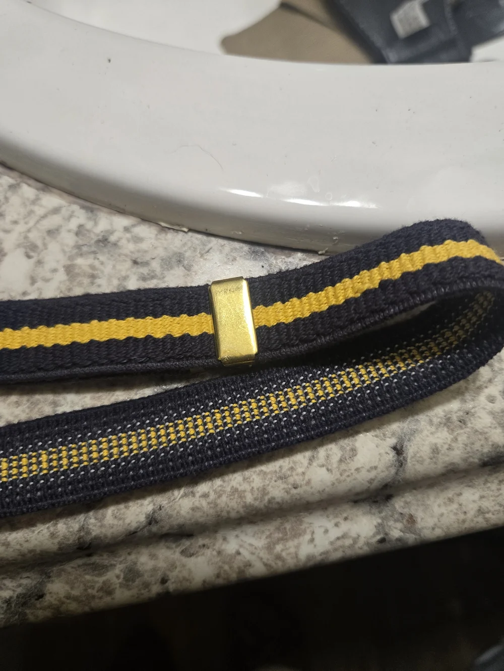 Vintage Gold Star Buckle Navy and Yellow Kids Elastic Belt. Adjustable. 27